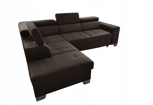 Narożnik COLUMBO I 270/210 cm Kanapa + Funkcja Spania, regulowane zagłówki, półka pod laptop - 2