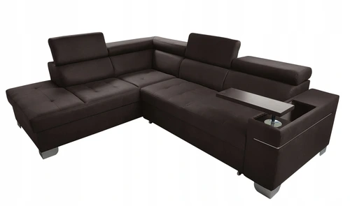 Narożnik COLUMBO I 270/210 cm Kanapa + Funkcja Spania, regulowane zagłówki, półka pod laptop - 3