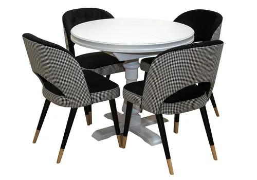 ZESTAW MEBLI: Stół okrągły Cezary 90 cm + 4 krzesła KW112 Pepitka - 1