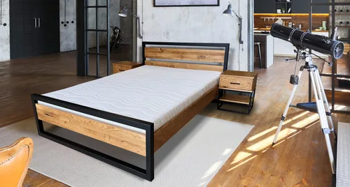 Łóżko metalowe 200x200 cm łóżko do sypialni Karmel LOFT - 1