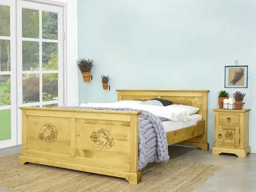 Łóżko drewniane rzeźbione Jagna 140x200 - 1