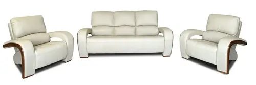 Skórzany zestaw mebli do salonu, komplet wypoczynkowy 3+1+1 Apollo 3 osobowa kanapa i 2 fotele 100% Skóra naturalna - 3