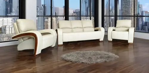 Skórzany zestaw mebli do salonu, komplet wypoczynkowy 3+1+1 Apollo 3 osobowa kanapa i 2 fotele 100% Skóra naturalna - 1