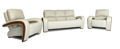 Skórzany zestaw mebli do salonu, komplet wypoczynkowy 3+1+1 Apollo 3 osobowa kanapa i 2 fotele 100% Skóra naturalna - 2