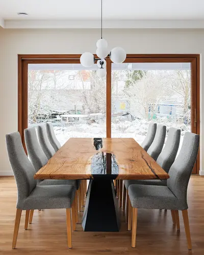 Stół Dębowy Rozkładany z Efektem Rzeki - Nowoczesny Design i Naturalne Piękno - 2