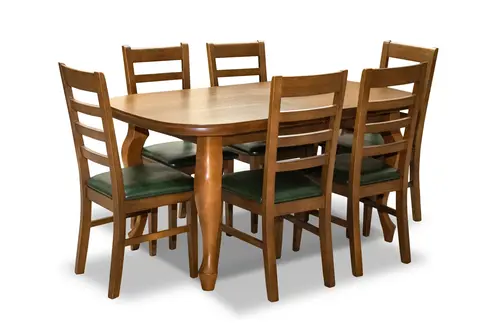 Zestaw : Stół rozkładany Ludwik 160/90 + 2 wkładki 40cm + 6 krzeseł Cortez skóra naturalna - 2