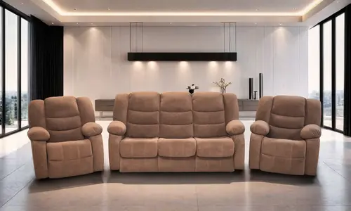 ZESTAW MEBLI: Komplet BORYS: 3 os. Sofa + 2 Fotele, w tkaninie Tapicerskiej - 1