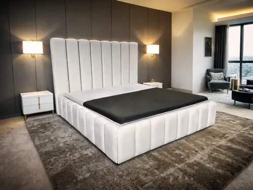 Łóżko tapicerowane GLAM GOLD 160/200 cm ze stelażem w stylu glamour, pojemnik na pościel - 1