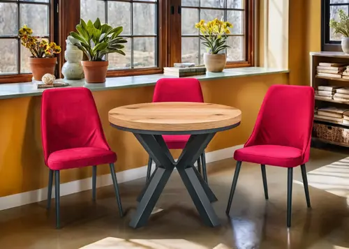 Stół loft x fi 100 + 2×50 Okrągły Rozkładany +4 Krzesła Olo - 1