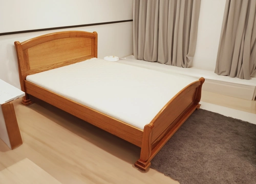 Łóżko drewniane CEZAR 160x200 cm dębowe ze stelażem kolor drewna - 1