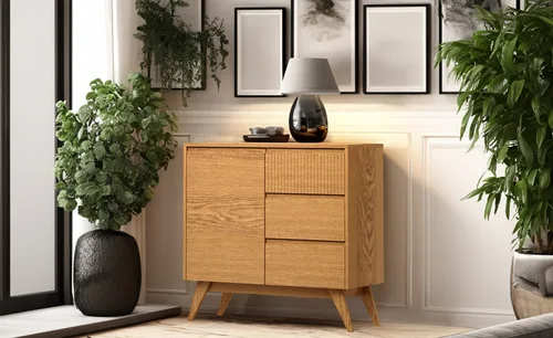 Komoda do sypialni, komoda Simi 1D3S szerokość 100 cm drewno dębowe - 1