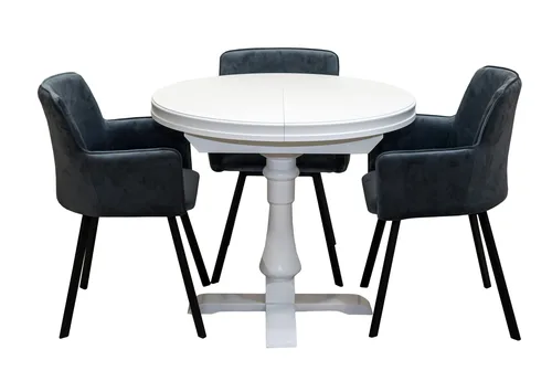 Stół z krzesłami, stół okrągły Cezary fi 100 cm + 4 krzesła KW101 - 2