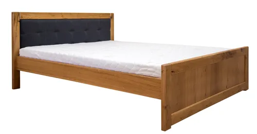 Drewniane łóżko LEONI 180x200 cm dębowe jeden panel w tkaninie w stylu loftowym - 3