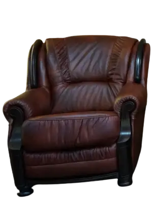 Skórzany fotel Milano w stylu klasycznym z drewnianymi wstawkami 100% skóra naturalna - 3