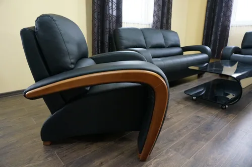 Skórzany zestaw mebli do salonu, komplet wypoczynkowy 3+1+1 Apollo 3 osobowa kanapa i 2 fotele 100% Skóra naturalna - 2