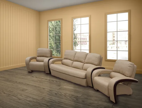 Skórzany zestaw mebli do salonu, komplet wypoczynkowy 3+1+1 Apollo 3 osobowa kanapa i 2 fotele 100% Skóra naturalna - 1