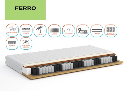Materac FERRO jednostronny, sprężyny kieszeniowe, hipoalergiczny 160x 200 cm - 1