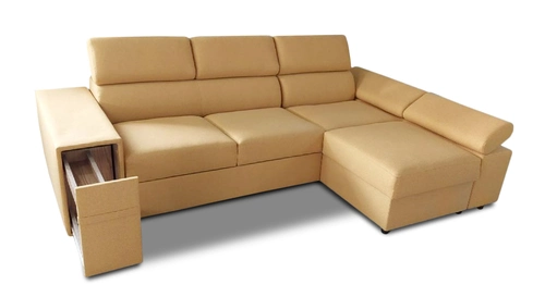 Skórzany narożnik rozkładany, kanapa narożna z barkiem 250/170 cm Petra III 100% skóra naturalna - 2