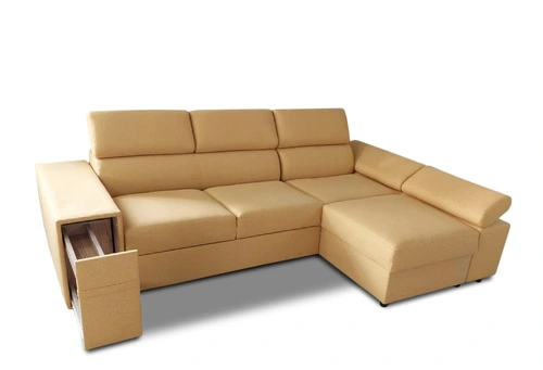Skórzany narożnik rozkładany, kanapa narożna z barkiem 250/170 cm Petra III 100% skóra naturalna - 1