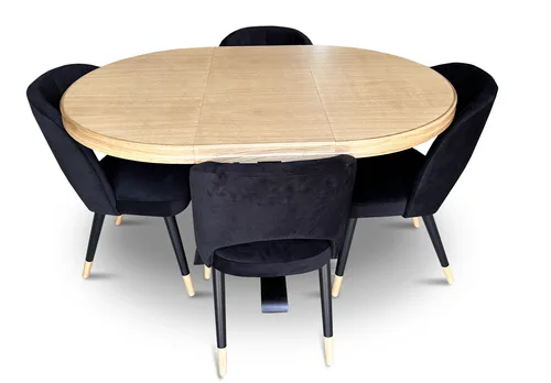 Stół z krzesłami, stół okrągły Cezary fi 100 + 40 cm + 4 krzeseł KW112 Pepitka - 3