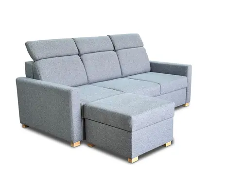 Sofa korynt 220 cm, funkcja spania, regulowane zagłówki + pufa - 2