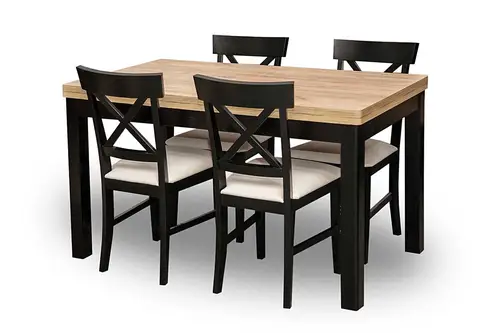 ZESTAW mebli: Stół rozkładany SJ16 140 cm + 40 cm + 4 krzesła KJ IX - 1