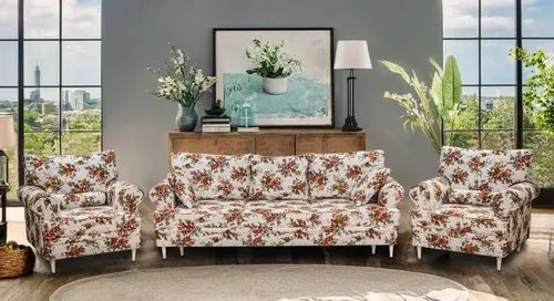 Komplet wypoczynkowy Hezel 3+1+1: Sofa trzyosobowa z funkcją spania + 2 x fotel - 1