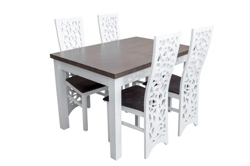Zestaw do jadalni - Stół rozkładany 120/78 + 40 cm SJ01 + 6 krzeseł KW76 - 2
