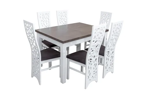 Zestaw do jadalni - Stół rozkładany 120/78 + 40 cm SJ01 + 6 krzeseł KW76 - 1