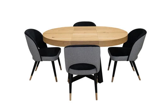 Designerski Stół SJ971 rozkładany 100+40 cm wkładka + 4 krzesła KW112 Pepitka - 3